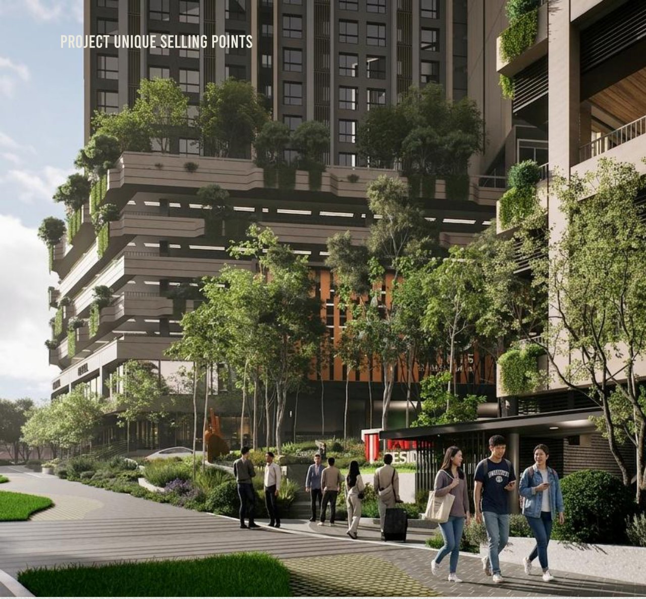 Haus on 15 exterior facade with landscaped walkway