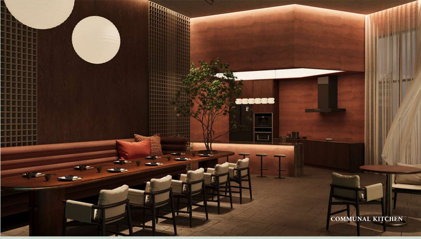 Communal kitchen and dining area